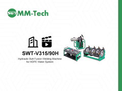 Máquina de soldadura por fusão de tubo de PE de plástico de 350 mm para demonstração de operação do sistema de água