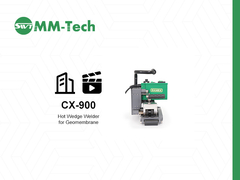 Demonstração no local de construção da máquina de solda de geomembrana CX900
