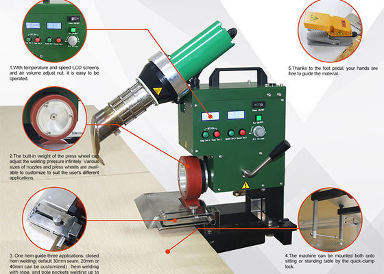 máquina de solda plástica do ar quente de encerado da tabela 3.6kw para a soldadura da bainha