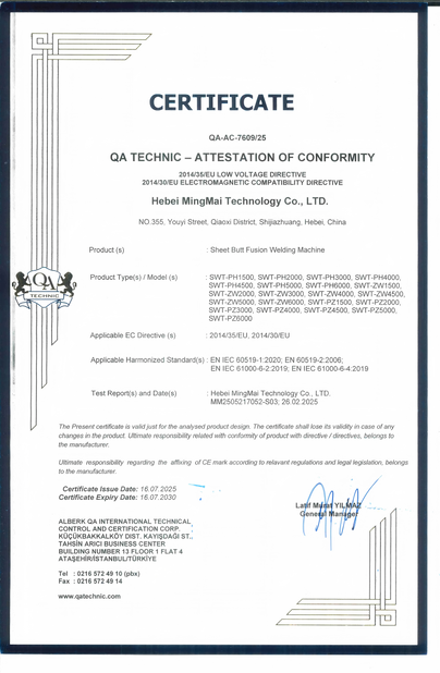 China Hebei Mingmai Technology Co.,Ltd Certificações